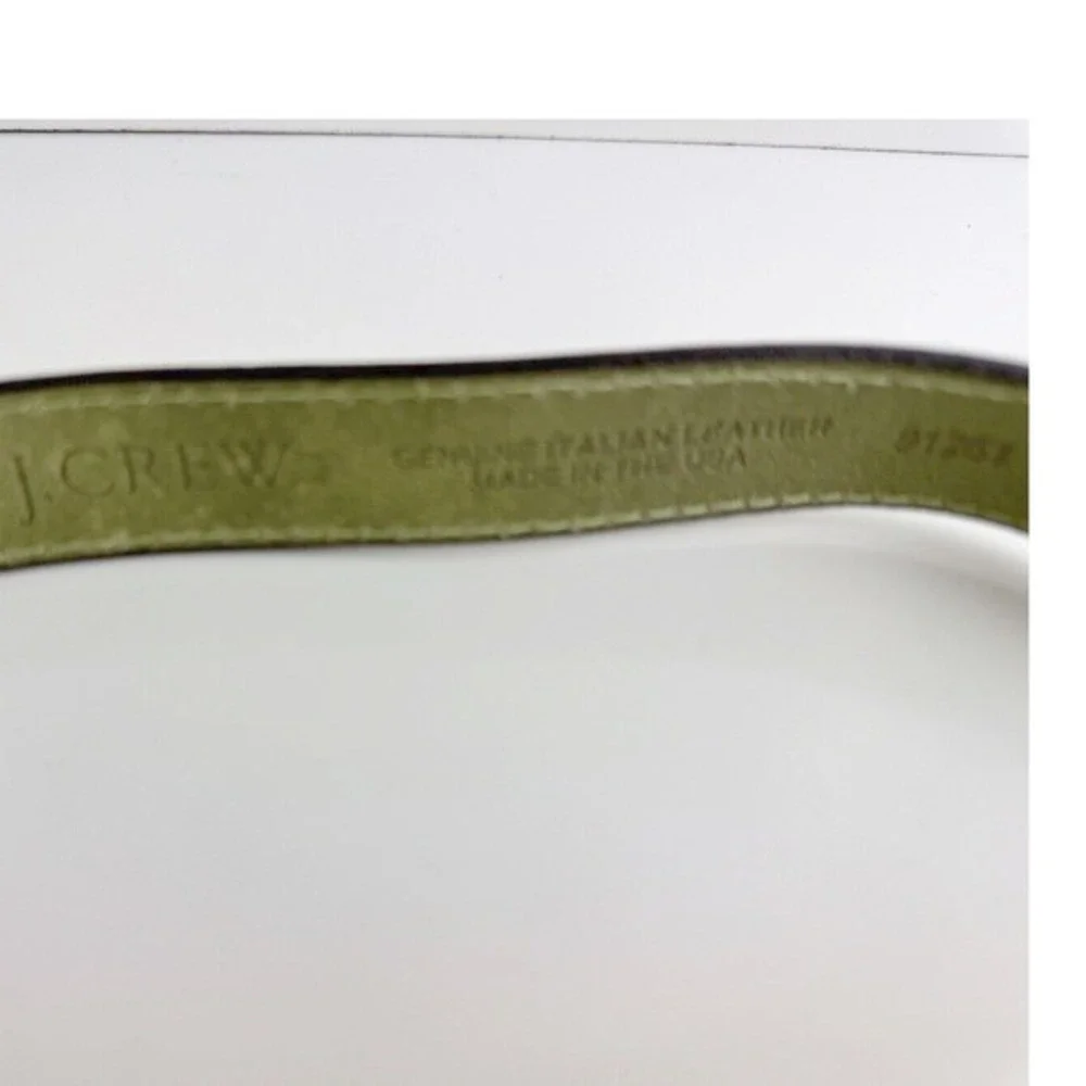 J.Crew Green Italian Leather Skinny Belt Gold Buckle‎ Preppy Chic Academia 47-67